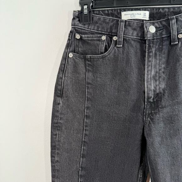 Abercrombie & Fitch The Mom High Rise Slim Leg Black Front Seam 00 Curve Love - Picture 3 of 9